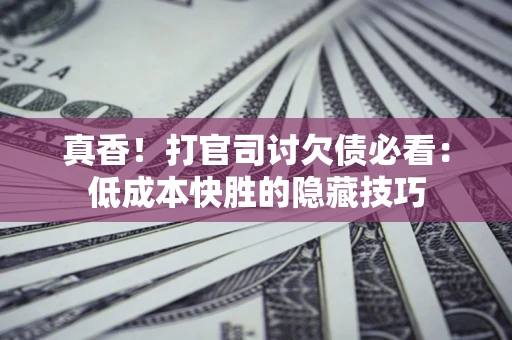 北京真香！打官司讨欠债必看：低成本快胜的隐藏技巧